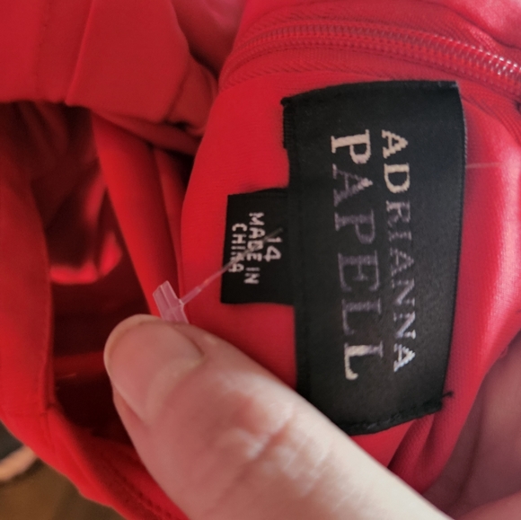 Adrianna Papell Tiered Coral Cap Sleeve Dress 14 - Picture 4 of 4